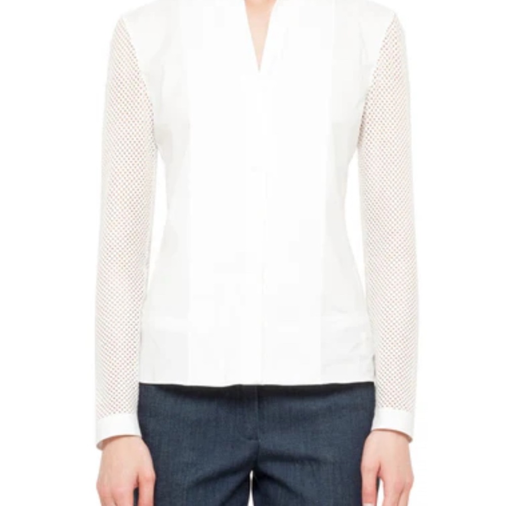 Akris Punto Elements Mesh Button Front Blouse, Wh… - image 7